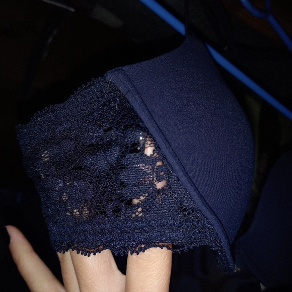 Gilly Hick, 32A, turquoise cheetah print & Navy Blue Lace up, Push em' Up Bra - Picture 9 of 11